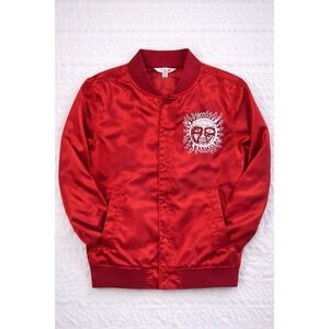 Sublime Satin Bomber Jacket Red Graphic Snap Front Men's Large